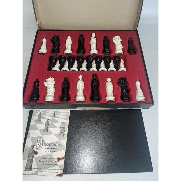 1959 RENAISSANCE CHESSMEN Chess Set 833 Board Booklet & Box BY E.S. LOWE Vintage - Picture 2 of 15